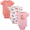 Hudson Baby Infant Girl Cotton Bodysuits 3pk, Floral Fox