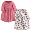 Hudson Baby Infant and Toddler Girl Long-Sleeve Cotton Dresses 2pk, Holly