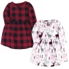 Hudson Baby Infant and Toddler Girl Long-Sleeve Cotton Dresses 2pk, Deer