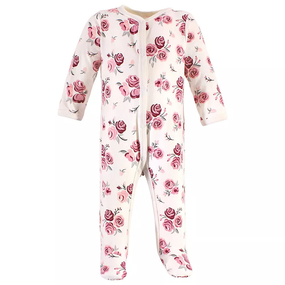 Hudson Baby Infant Girl Cotton Snap Sleep and Play 2pk, Rose - Image 3