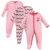 Luvable Friends Baby Girl Cotton Snap Sleep and Play 3pk, Foxy