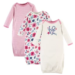 Touched by Nature Baby Girl Organic Cotton Gowns, Garden Floral