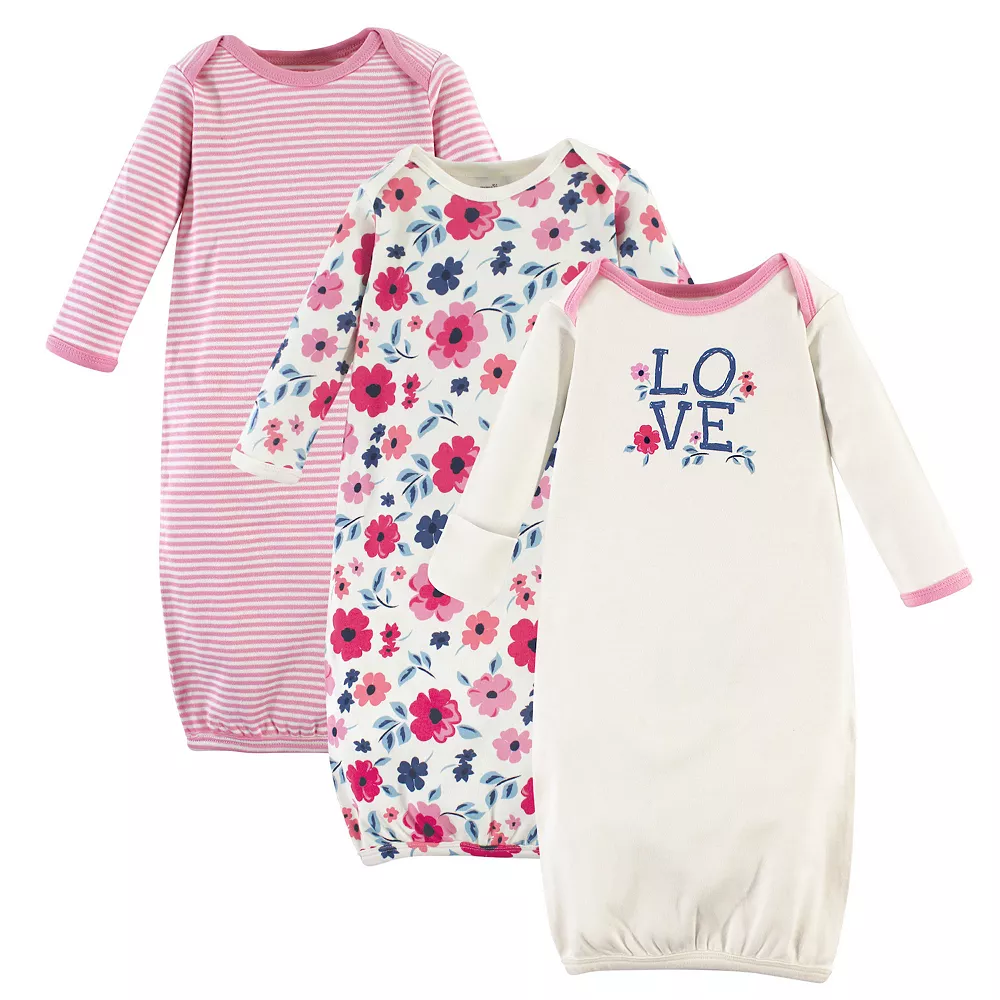 Touched by Nature Baby Girl Organic Cotton Gowns, Garden Floral