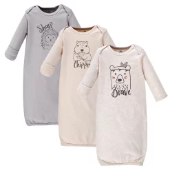 Yoga Sprout Baby Cotton Long-Sleeve Gowns 3pk, Wild, Preemie