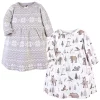 Hudson Baby Infant and Toddler Girl Cotton Long-Sleeve Dresses 2pk, Gray Winter Forest