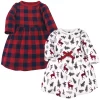 Hudson Baby Infant and Toddler Girl Cotton Long-Sleeve Dresses 2pk, Forest Deer