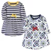Touched by Nature Baby and Toddler Girl Organic Cotton Long-Sleeve Dresses 2pk, Pottery Tile, 12-18 Months