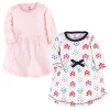 Touched by Nature Baby and Toddler Girl Organic Cotton Long-Sleeve Dresses 2pk, Floral Dot
