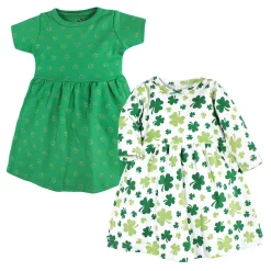 Hudson Baby Infant and Toddler Girl Cotton Dresses, Shamrocks