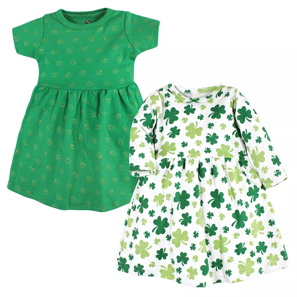Hudson Baby Infant and Toddler Girl Cotton Dresses, Shamrocks