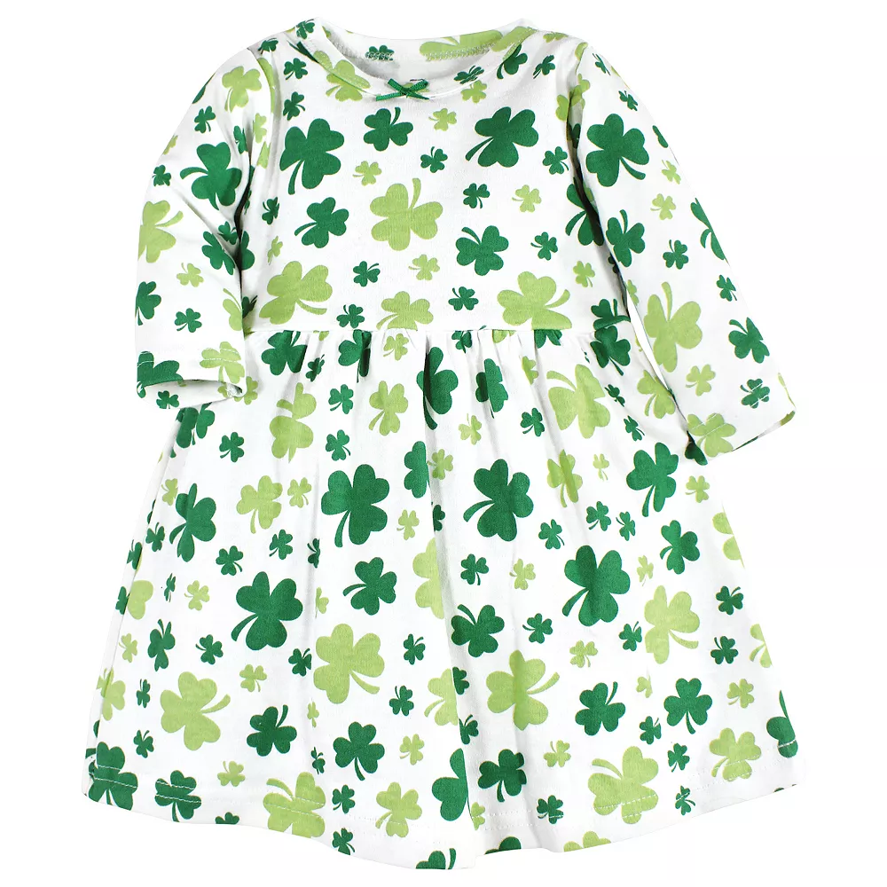 Hudson Baby Infant and Toddler Girl Cotton Dresses, Shamrocks - Image 3