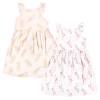 Hudson Baby Infant and Toddler Girl Cotton Dresses, Flamingo Pineapple