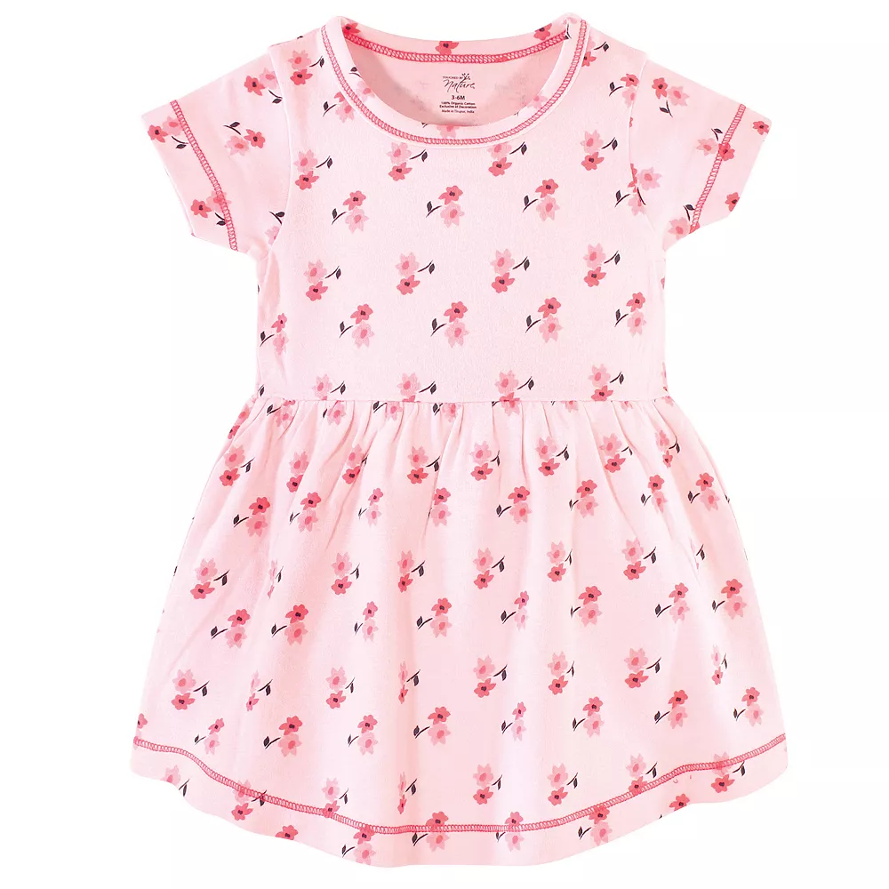 Touched by Nature Baby and Toddler Girl Organic Cotton Short-Sleeve Dresses 2pk, Coral Garden, 12-18 Months - Image 2