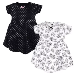 Hudson Baby Infant and Toddler Girl Cotton Short-Sleeve Dresses 2pk, Toile, 12-18 Months