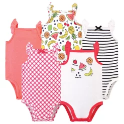 Touched by Nature Baby Girl Organic Cotton Bodysuits 5pk, Fruit
