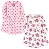 Hudson Baby Infant and Toddler Girl Cotton Long-Sleeve Dresses 2pk, Rose