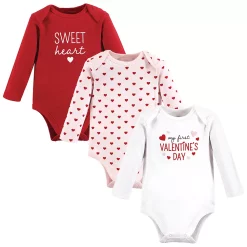 Hudson Baby Infant Girl Cotton Long-Sleeve Bodysuits, Valentine Sweetheart