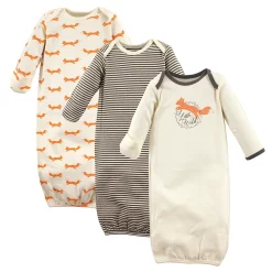 Touched by Nature Baby Boy Organic Cotton Gowns, Fox, Preemie/Newborn