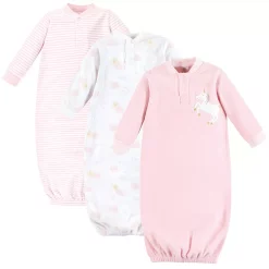 Yoga Sprout Infant Girl Fleece Gown 3pk, Unicorn