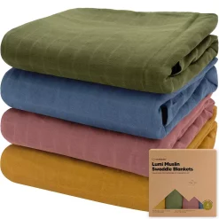 KeaBabies 4pk Muslin Swaddle Blankets for Baby Boys, Girls - Organic Baby Blankets, Swaddles for Newborns
