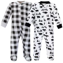 Hudson Baby Infant Boy Premium Quilted Zipper Sleep and Play, Bear Gray Black