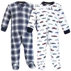 Hudson Baby Infant Boy Premium Quilted Zipper Sleep and Play, Cars
