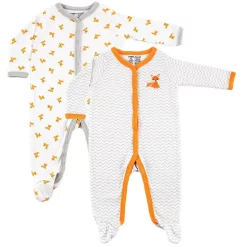Luvable Friends Baby Boy Cotton Snap Sleep and Play 2pk, Fox