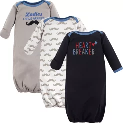 Luvable Friends Baby Boy Cotton Long-Sleeve Gowns 3pk