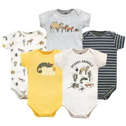 Hudson Baby Unisex Baby Cotton Bodysuits, Desert Animals
