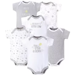 Hudson Baby Cotton Bodysuits 6pk, Star And Moon